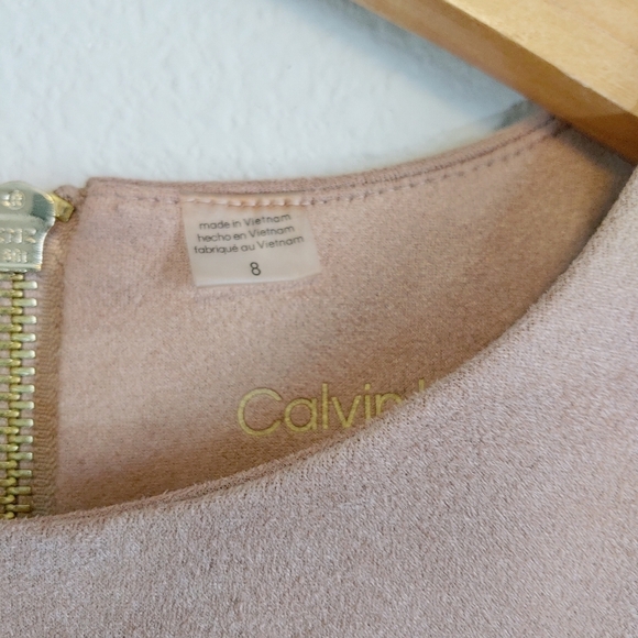 Calvin Klein Faux Suede Sheath Slim Fit Dress Sz 8 Career Evening Cocktails - Picture 5 of 11